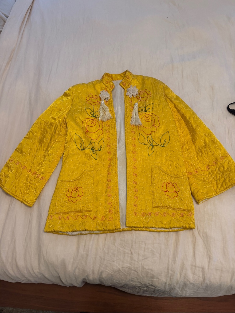 Yellow Embroidered Floral Jacket